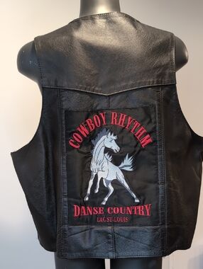 Vintage Western Express  Embroidered Leather Vest Size 56 R Cowboy Rhythm  Horse